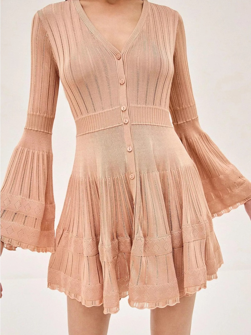 Alexis Dusty Peach Ribbed Mini Dress - Lolie dress
